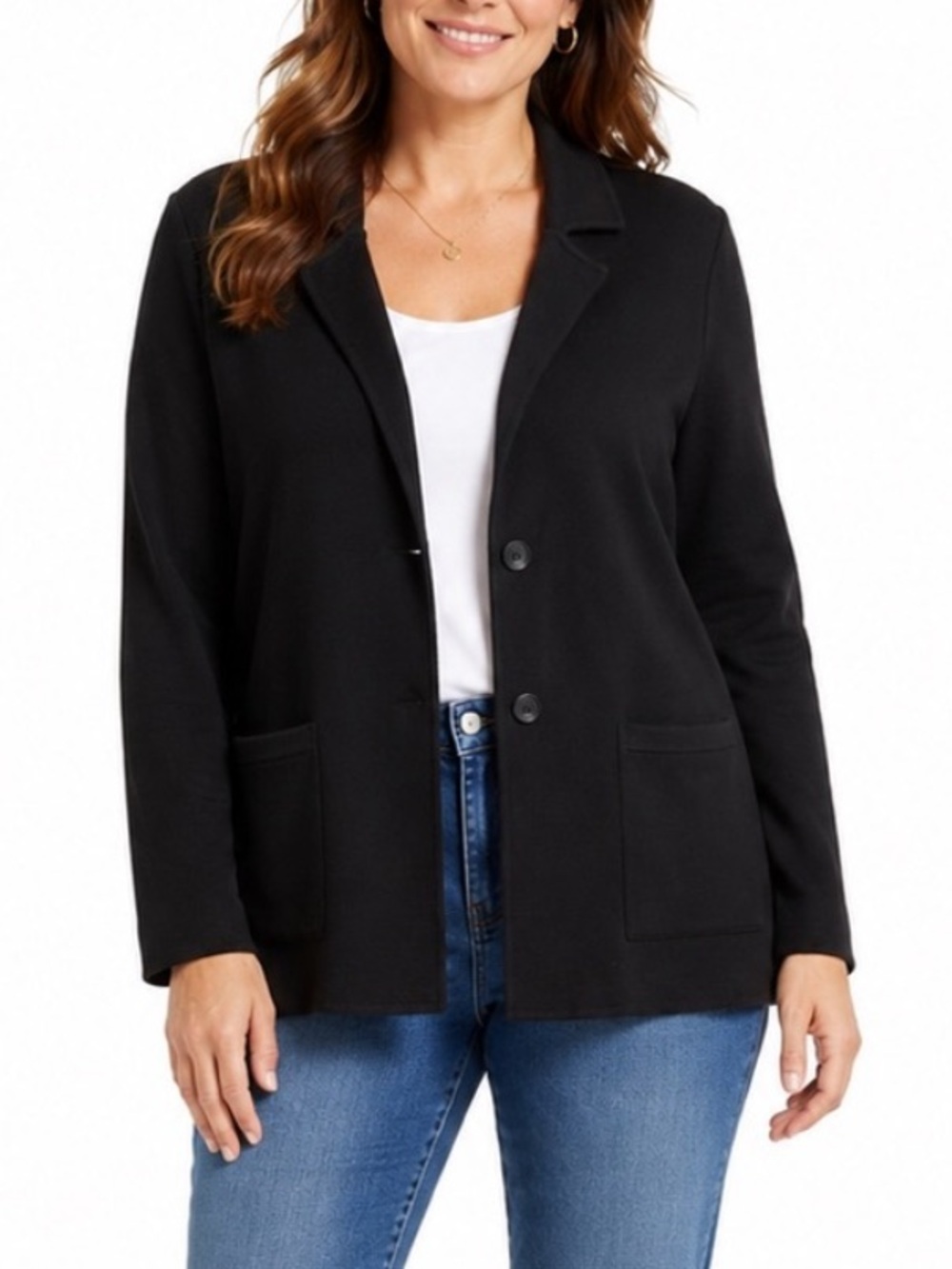 Charter Club Black 100% Cotton Knit Blazer Jacket Cardigan 2X